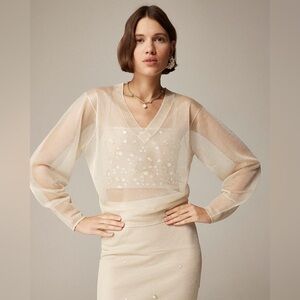 NWT J. Crew Collection Sheer V-neck Sweater